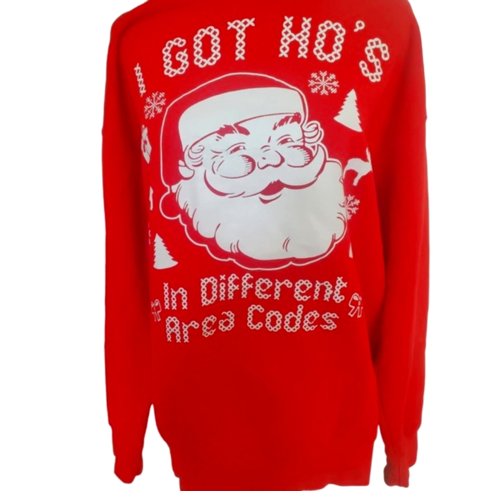 "I Got Ho's" Christmas Sweatshirt/Large/Red/Ugly Christmas Sweater